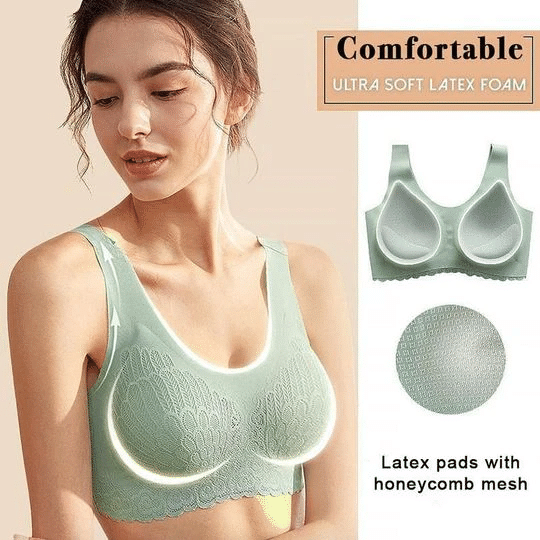 WIRELESS PUSH UP COMFORT SHOCK-PROOF LATEX PAD LACE BRA ??AUTUMN SALE 50% OFF??