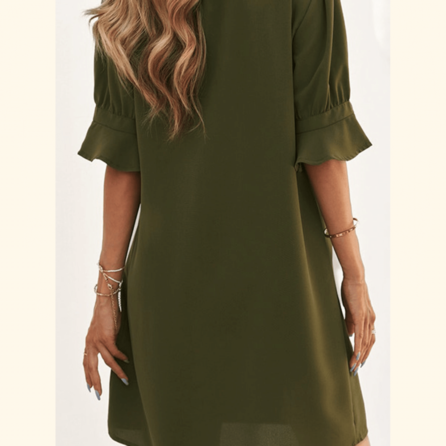 Notched Neck Flounce Sleeve Tunic Dress ??50% OFF - LIMITED TIME ONLY??