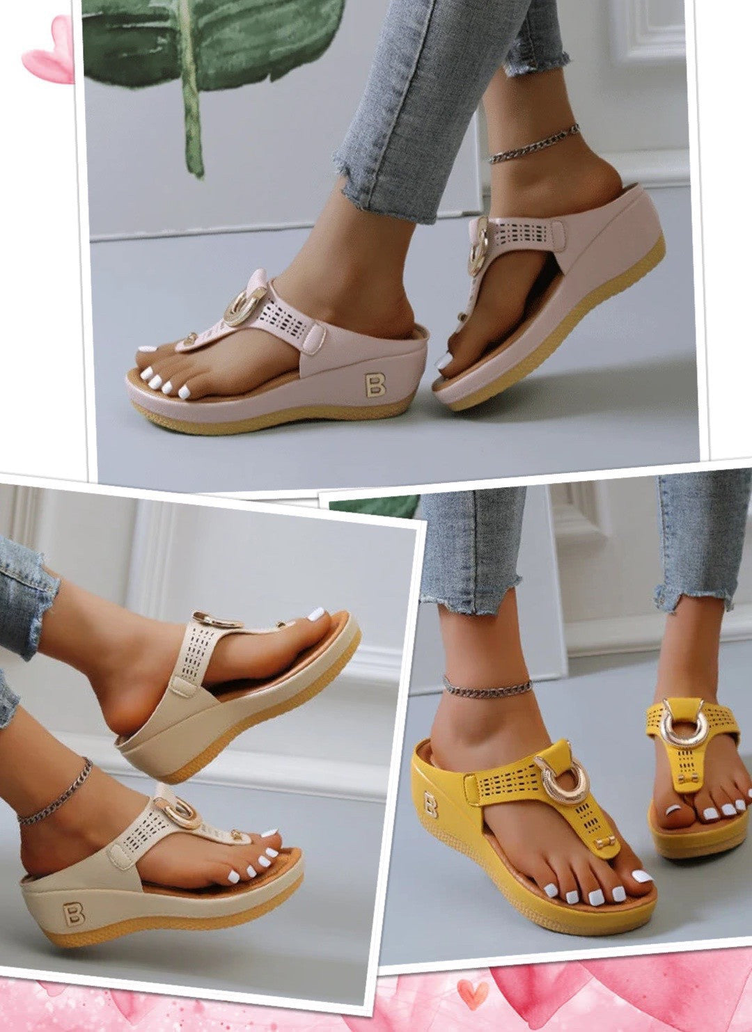 🎁 ROME SUMMER WOMEN FLIP FLOPS WEDGES 🎁 THICK SLIPPERS