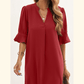 Notched Neck Flounce Sleeve Tunic Dress ??50% OFF - LIMITED TIME ONLY??
