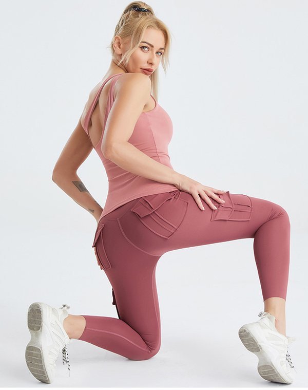 Heather Neon Pink Lucy UV 50+ Performance Leggings Yoga Pants - Women